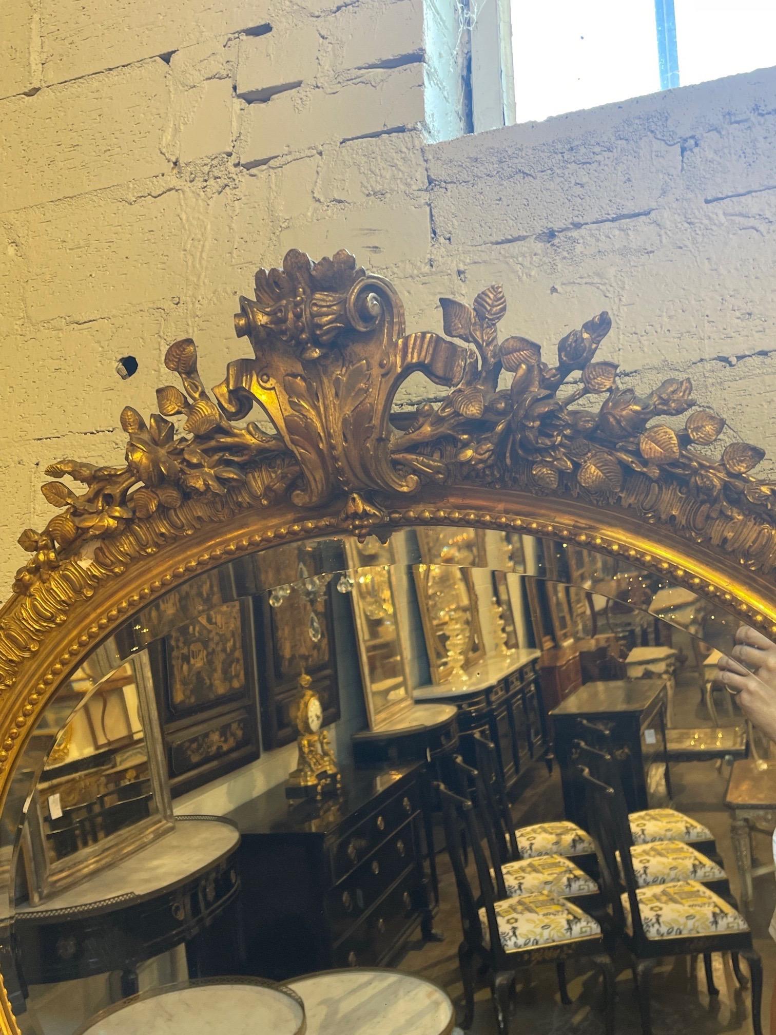 19th Century French XVI Oval Giltwood Mirror In Good Condition In Dallas, TX