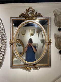 19. Jahrhundert Französisch XVI Stil Giltwood und geätztem Glas Kissen Spiegel