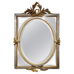 Miroir français en bois doré et verre gravé du 19e siècle de style Louis XVI.