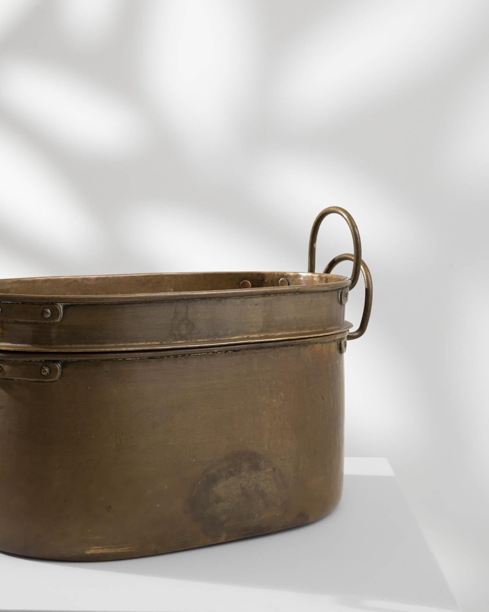 19th Century French Yellow Copper Double Boiler Pot For Sale 1