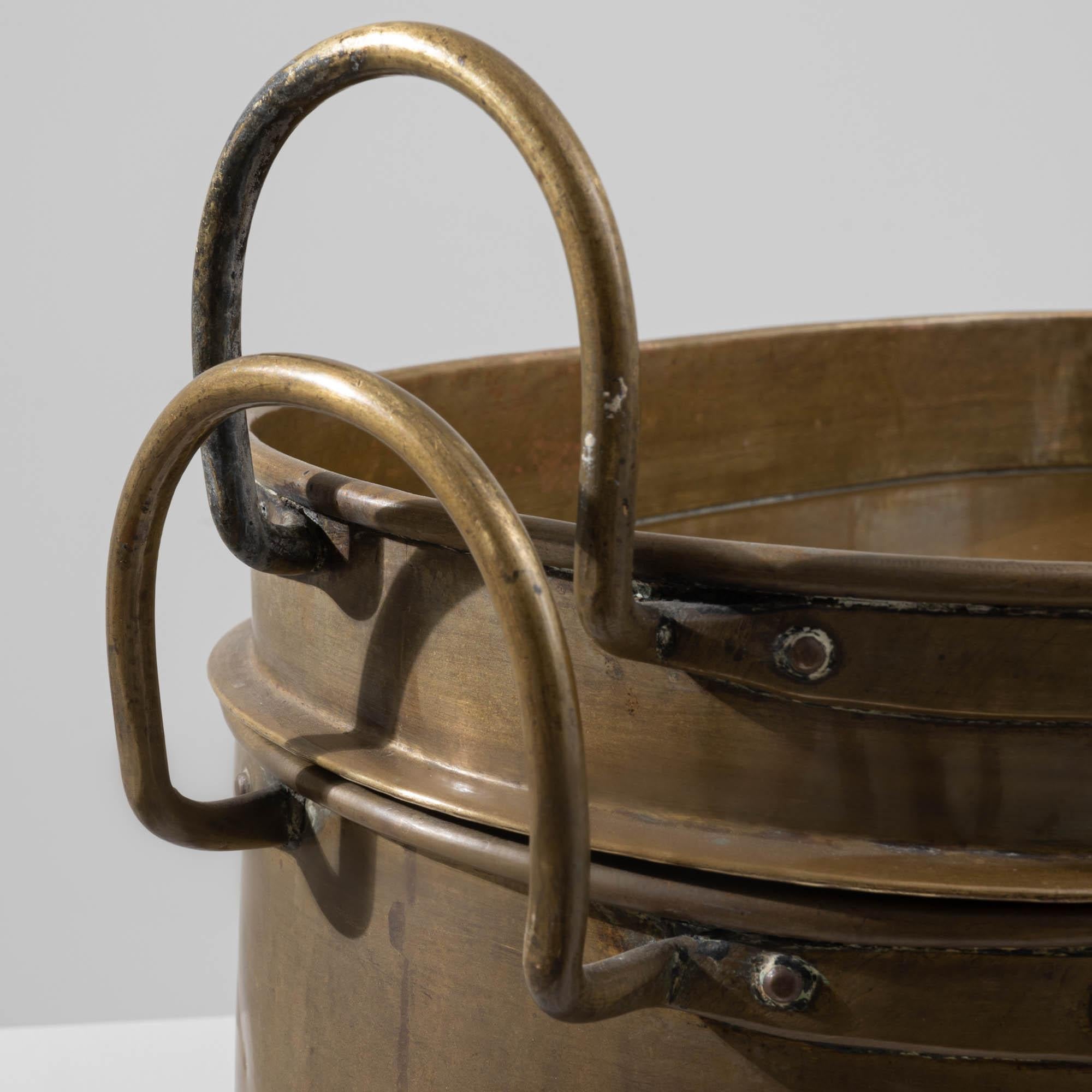 19th Century French Yellow Copper Double Boiler Pot For Sale 3