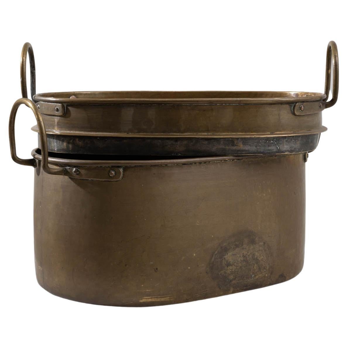 19th Century French Yellow Copper Double Boiler Pot For Sale