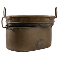 19th Century French Yellow Copper Double Boiler Pot