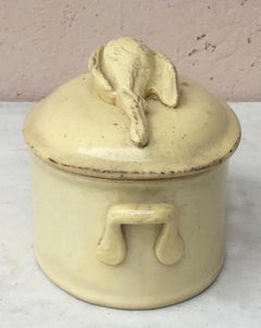 19th Century, French Yellow Faience Bird Tureen Luneville