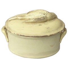 19th Century, French Yellow Faience Bird Tureen Luneville