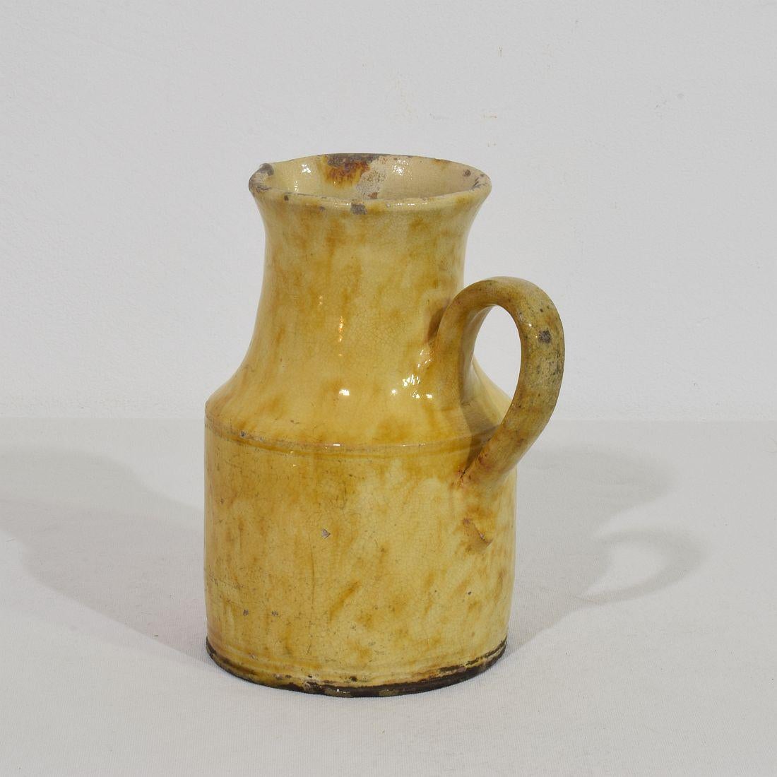 19th Century, French Yellow Glazed Earthenware Water Jug For Sale 5