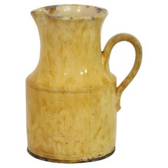 19th Century, French Yellow Glazed Earthenware Water Jug