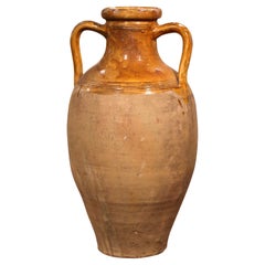 19th Century French Yellow Glazed Terracotta Olive Oil Urn from Provence