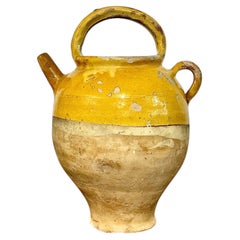 19th Century French Yellow Glazed Terracotta Water Jug