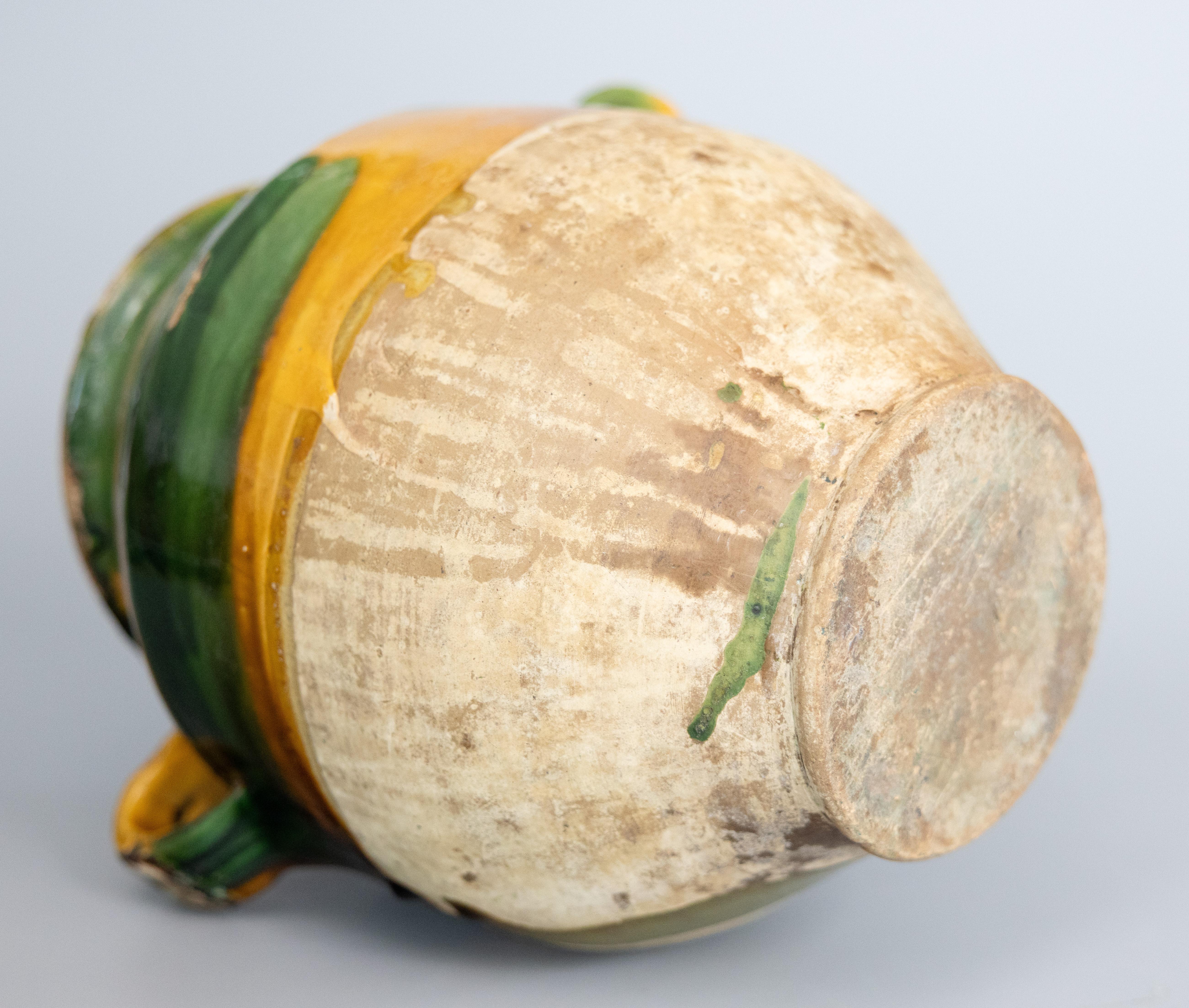 Pentola francese del XIX secolo con smalto giallo e verde a spirale in vendita 3