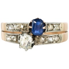19th Century French "You and Me" Sapphire Diamond Ring