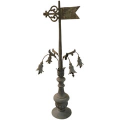 19th Century French Zinc Epi de Faitage with Flower Detail