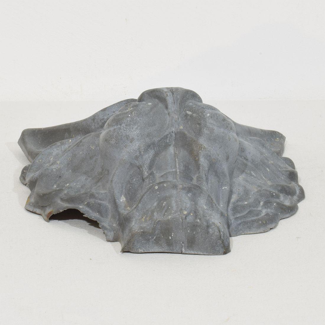 19th Century, French Zinc Lion Head Fragment For Sale 8