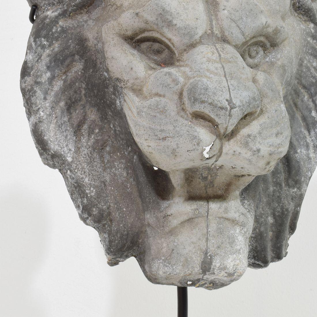 19th Century, French Zinc Lion Head Fragment 10