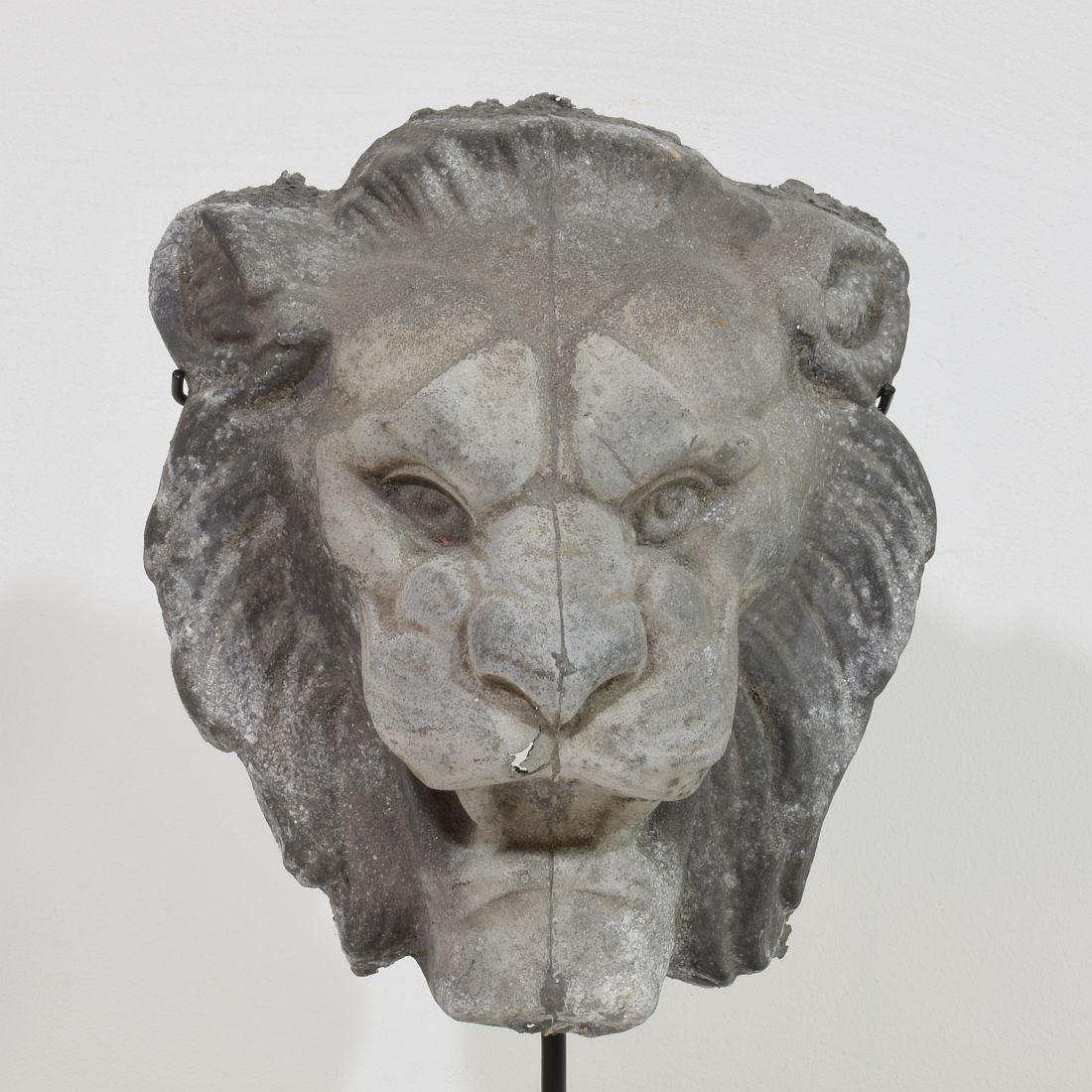 19th Century, French Zinc Lion Head Fragment 5
