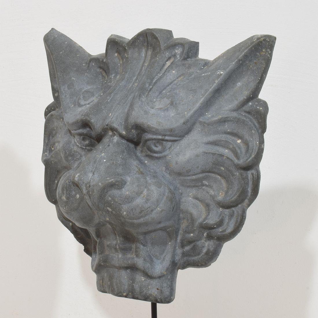 19th Century, French Zinc Lion Head Fragment For Sale 4