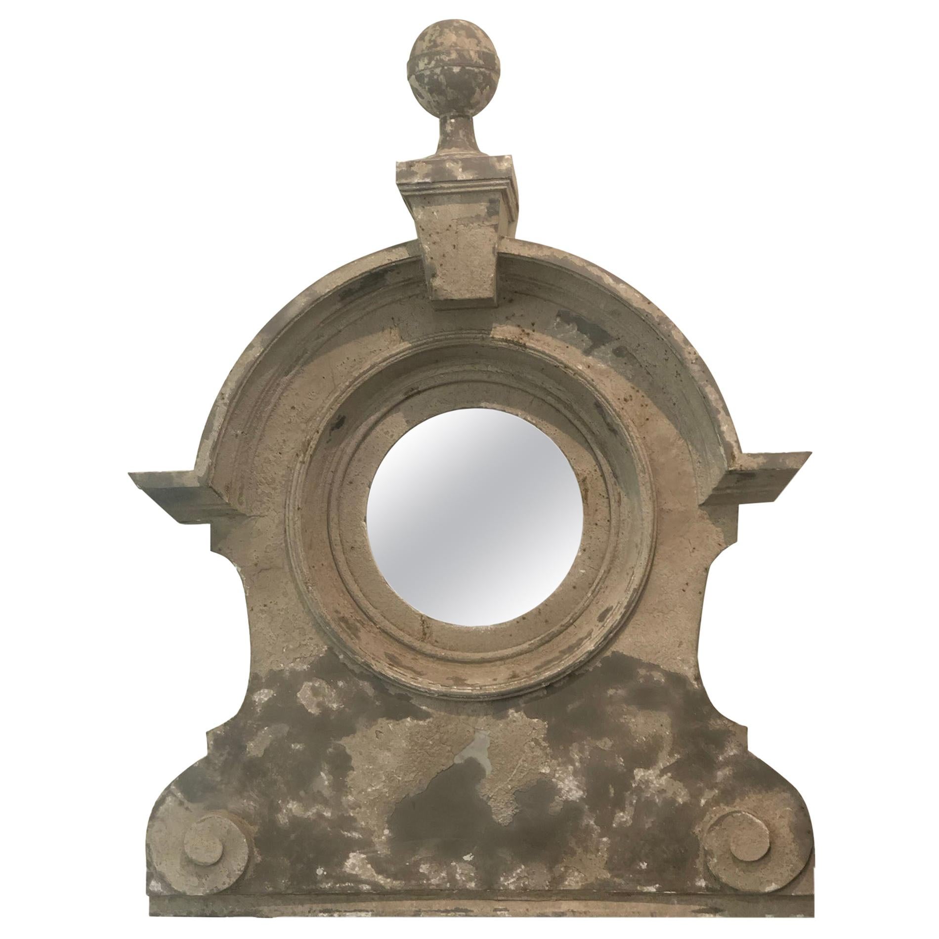 19th Century French Zinc Mirror Oeil de Boeuf