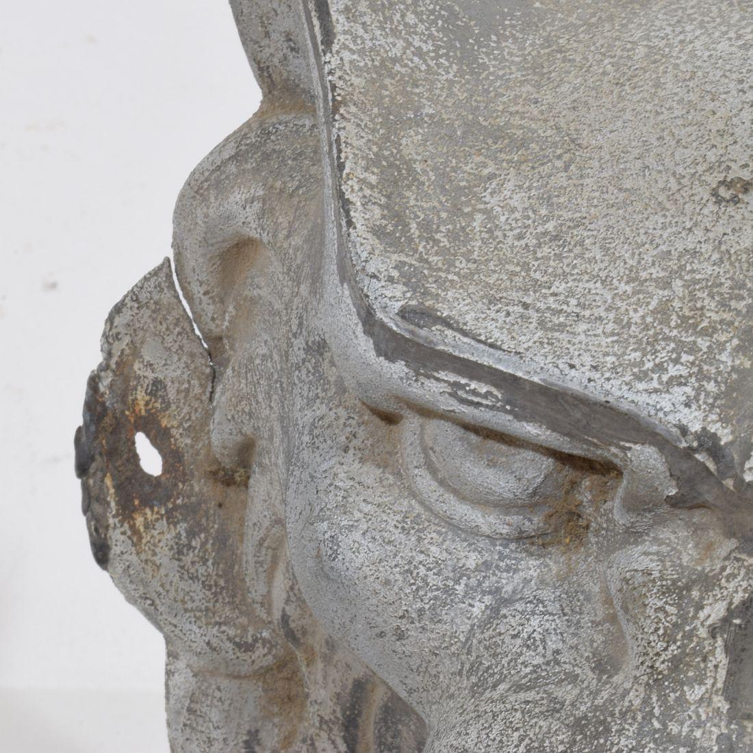 19th Century, French Zinc Mythical Lion- Wolf Head Fragment For Sale 6