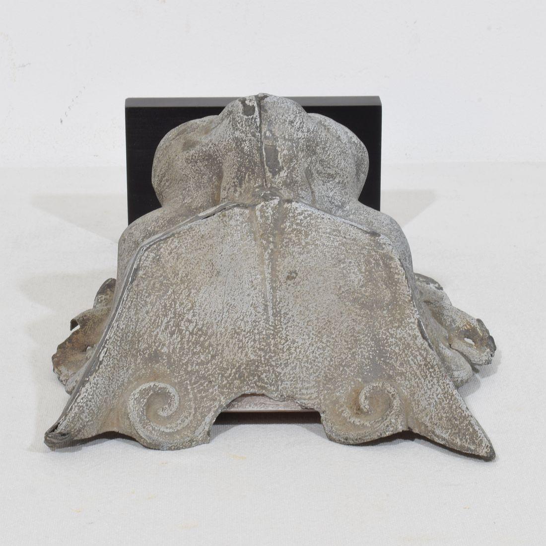 19th Century, French Zinc Mythical Lion- Wolf Head Fragment For Sale 8