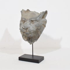 19th Century, French Zinc Mythical Lion- Wolf Head Fragment