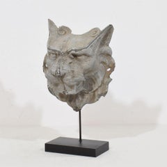 19th Century, French Zinc Mythical Lion- Wolf Head Fragment