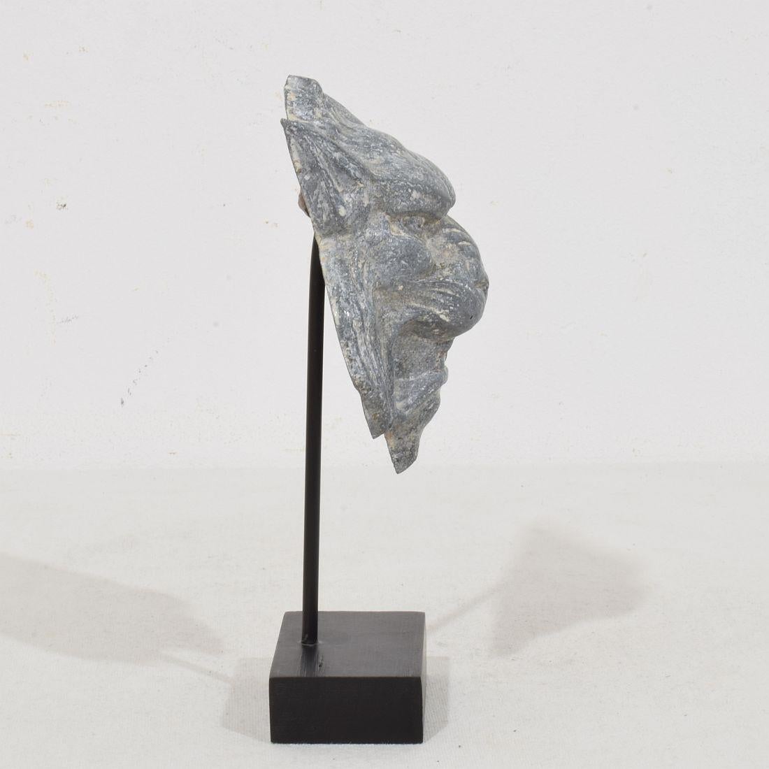 Französisches Zink-Fragment mit mythischem Löwen-Wolkenkopf aus dem 19. Jahrhundert im Zustand „Gut“ im Angebot in Buisson, FR