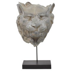 19th Century, French Zinc Mythical Lion- Wolf Head Fragment