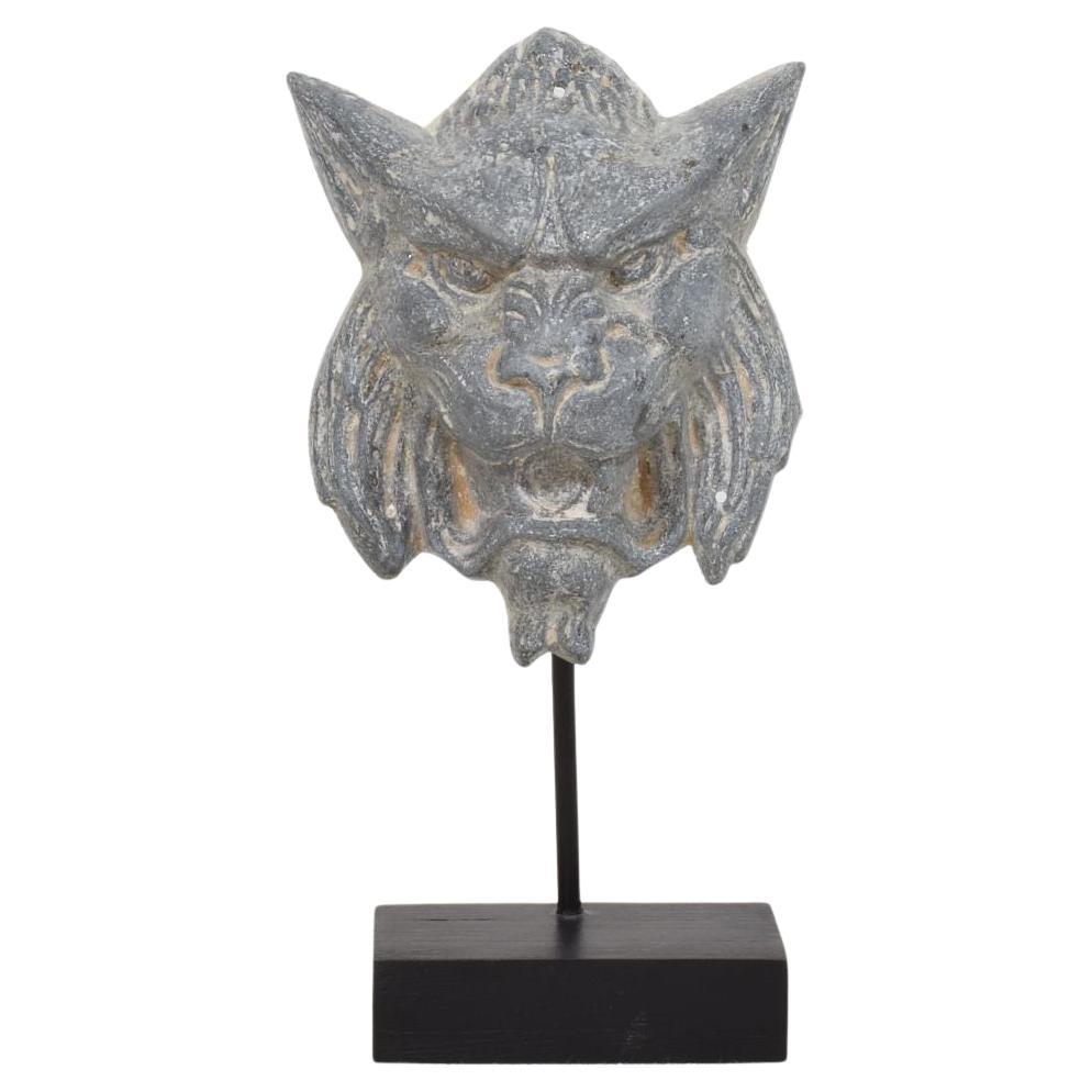 19th Century, French Zinc Mythical Lion- Wolf Head Fragment