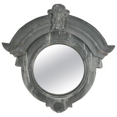 Antique 19th Century French Zinc Oeil De Boeuf, Bull’s Eye Zinc Dormer Window Mirror