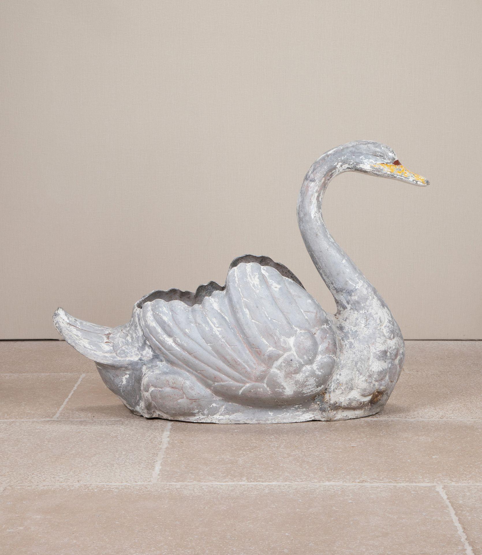 Country 19th Century French Zinc Swan Planter For Sale