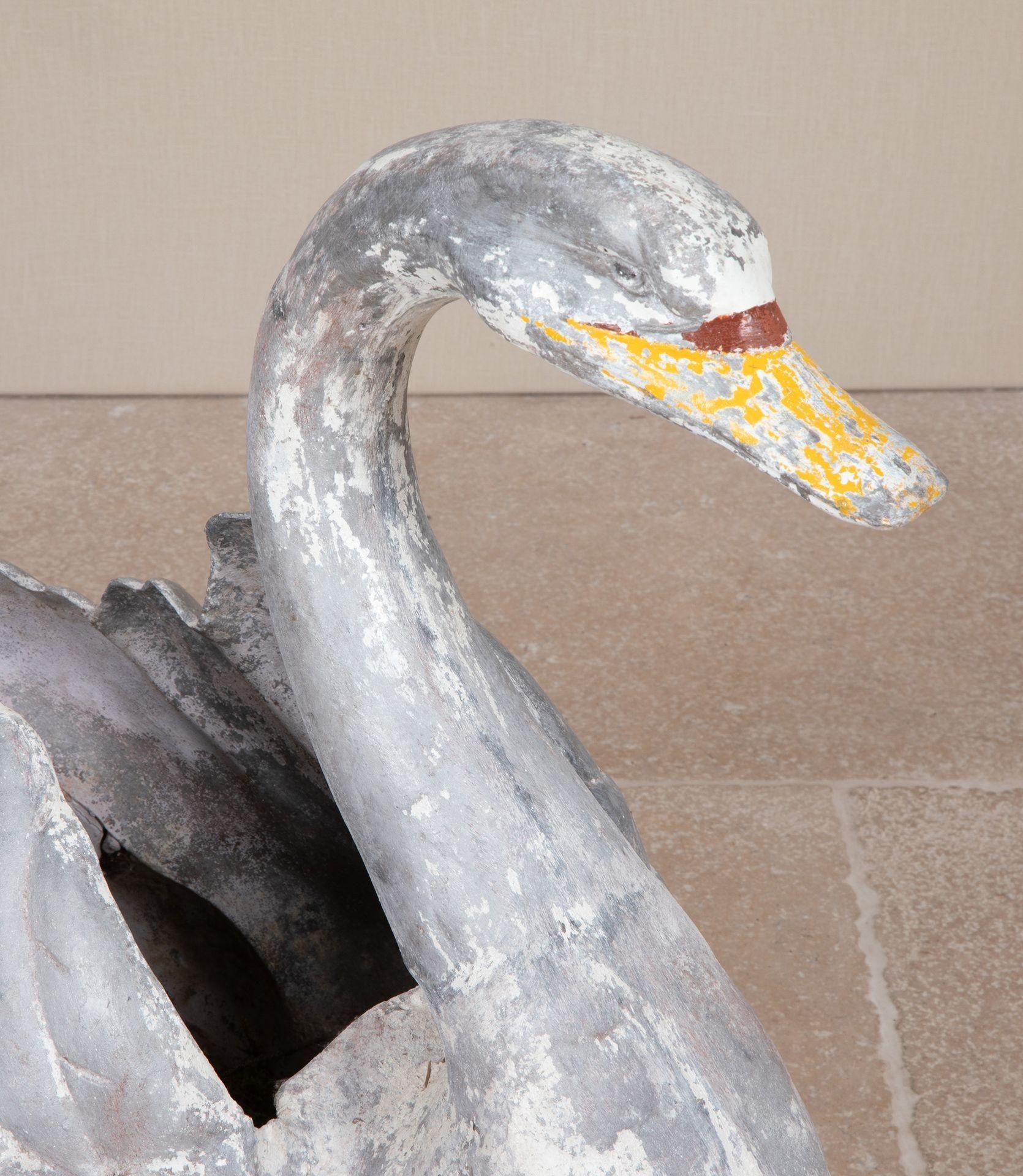 19th Century French Zinc Swan Planter For Sale 1