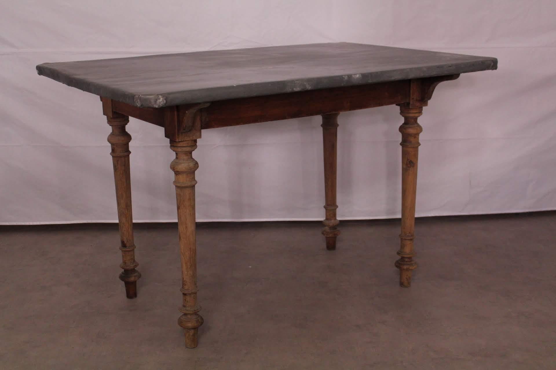 19th Century French Zinc Top Side Table Kitchen Worktable  4