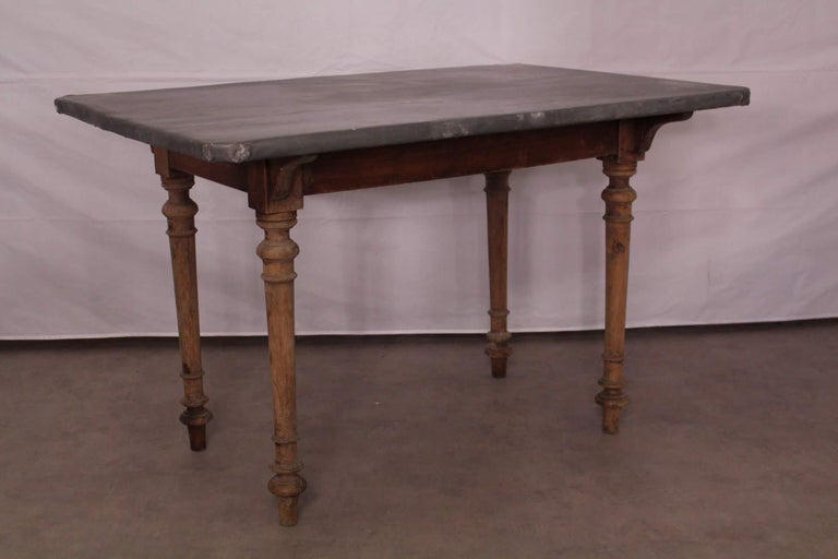 19th Century French Zinc Top Side Table Kitchen Worktable For Sale at
