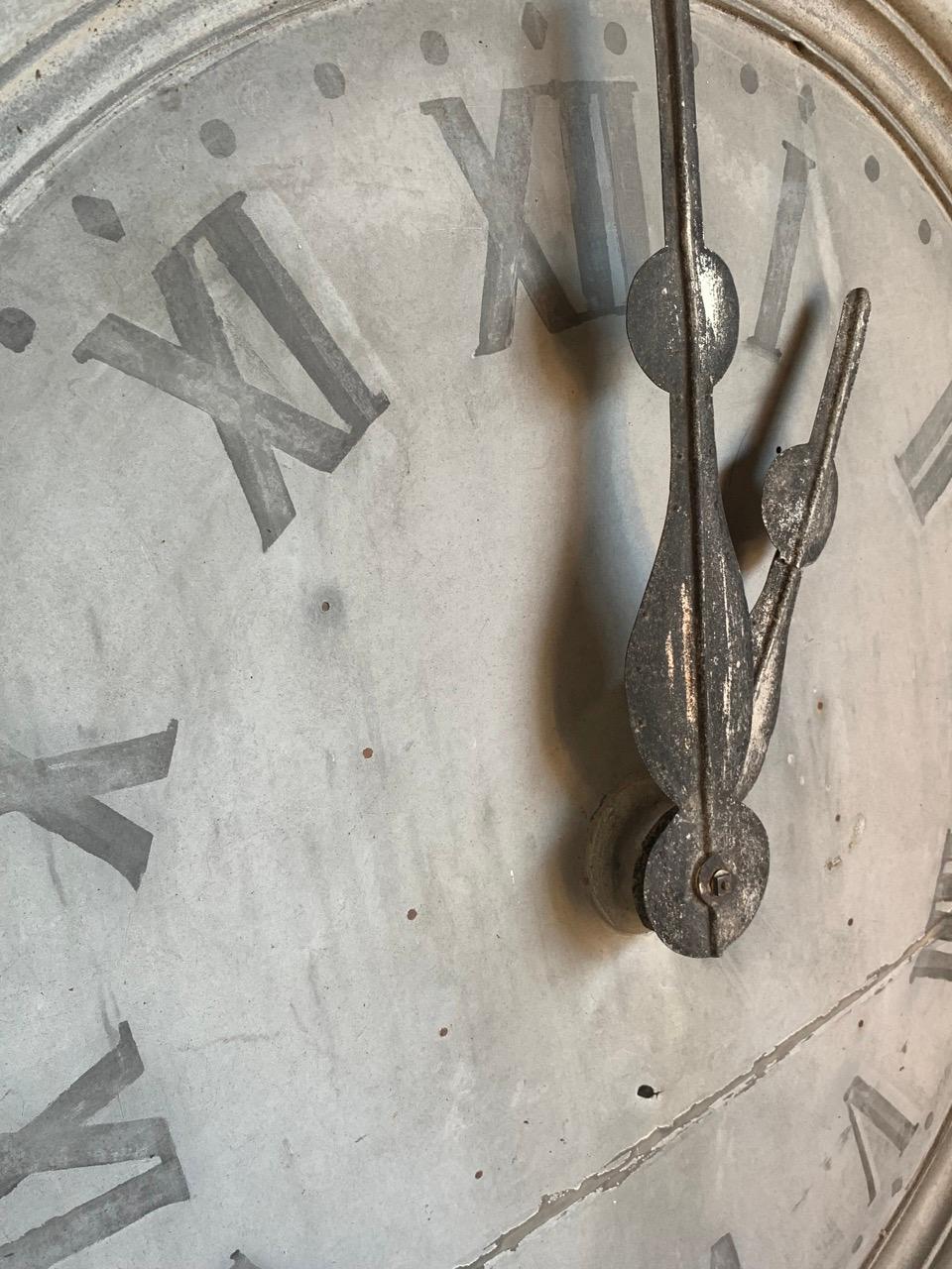 Hand-Crafted 19th Century French Zinc Tower Clock Face For Sale