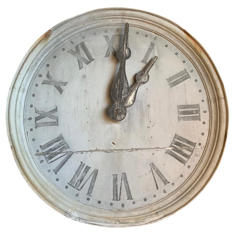 Face de l'horloge tour française du 19e siècle en zinc en vente