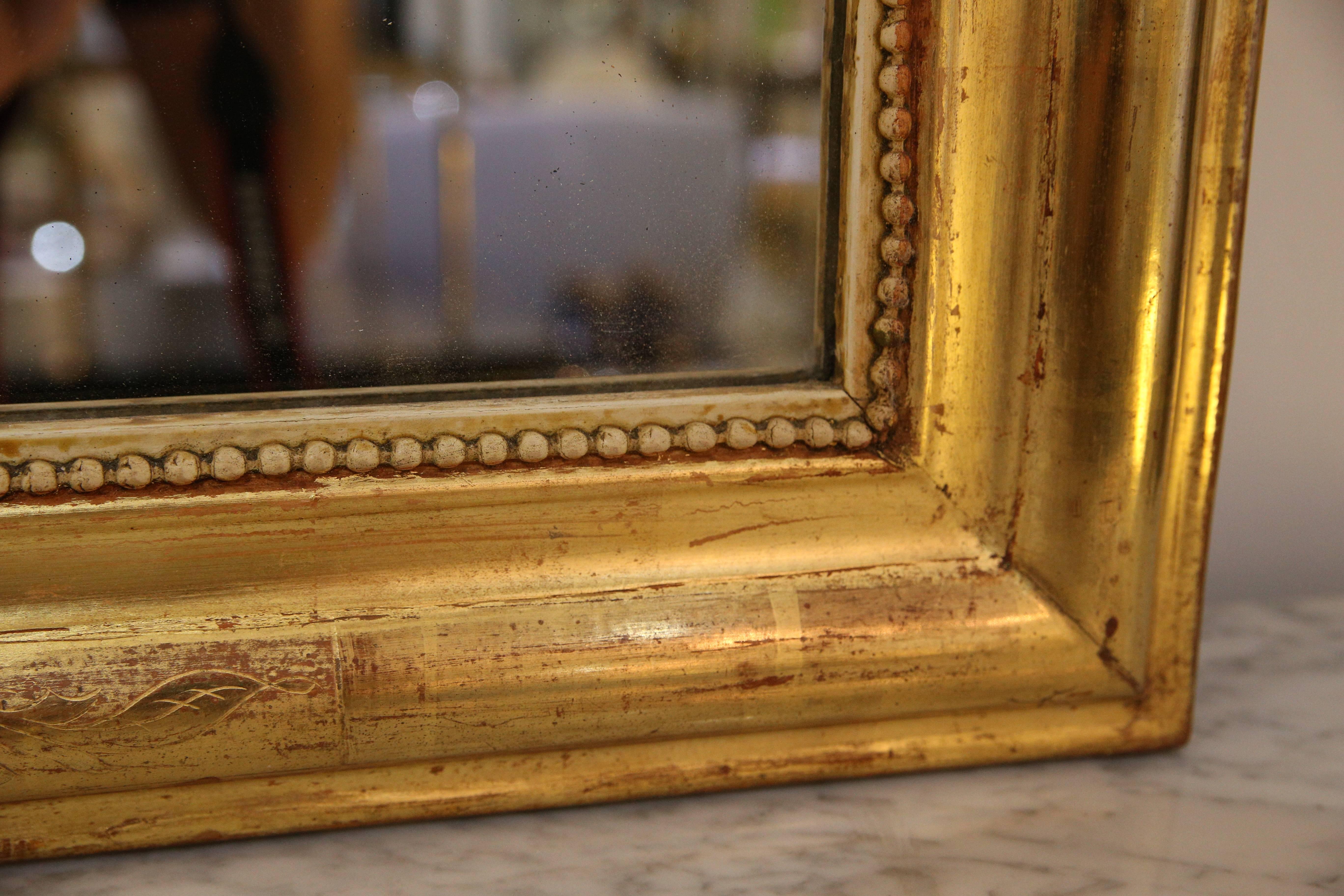 19th Century French, Louis Phillipe Giltwood Mirror In Good Condition In West Palm Beach, FL