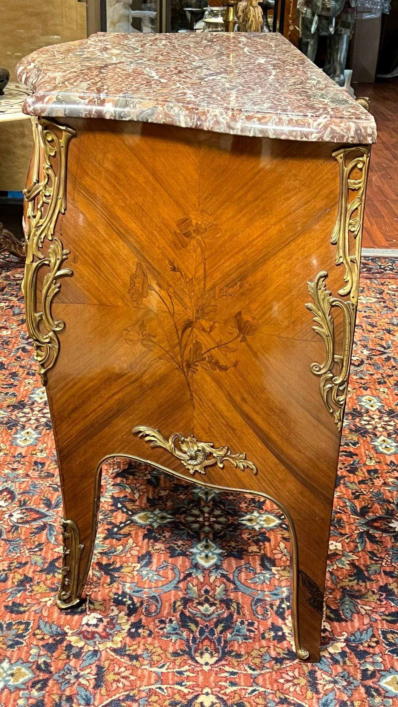 19th Century Fruitwood and Marble Commode in Louis XV Style For Sale 6