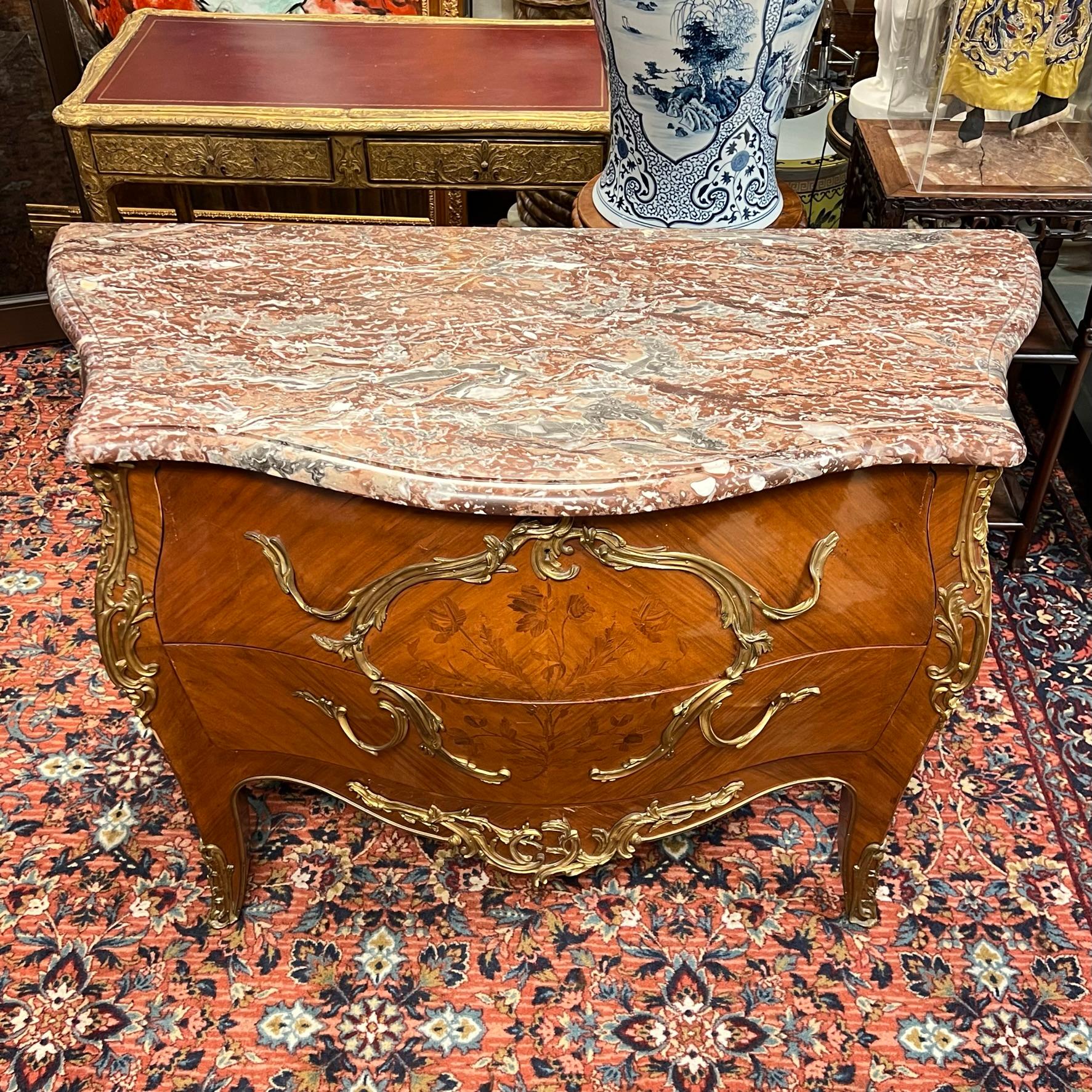 19th Century Fruitwood and Marble Commode in Louis XV Style For Sale 1