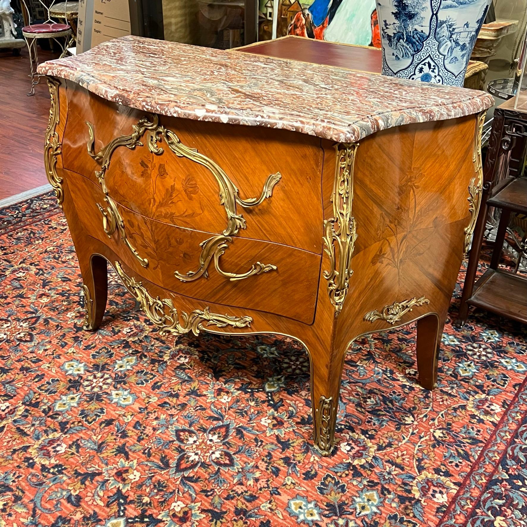 19th Century Fruitwood and Marble Commode in Louis XV Style For Sale 2