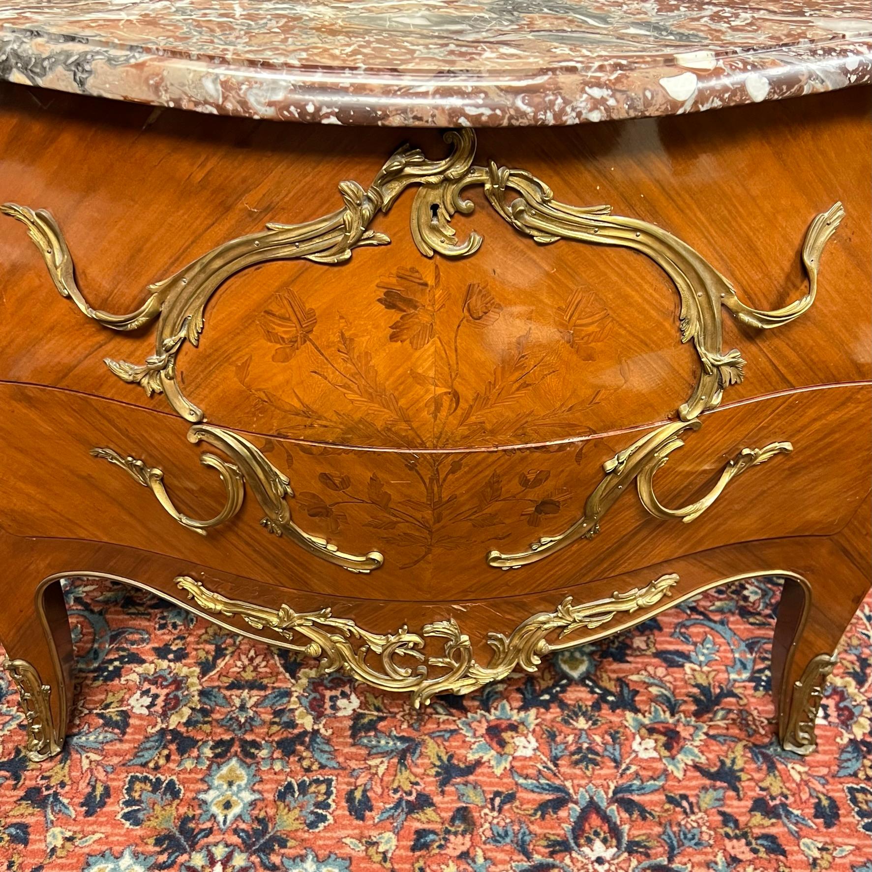 19th Century Fruitwood and Marble Commode in Louis XV Style For Sale 3
