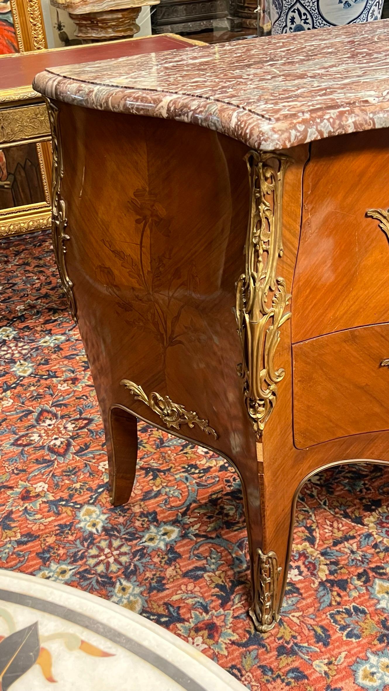 19th Century Fruitwood and Marble Commode in Louis XV Style For Sale 5