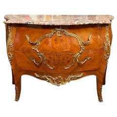 19th Century Fruitwood and Marble Commode in Louis XV Style