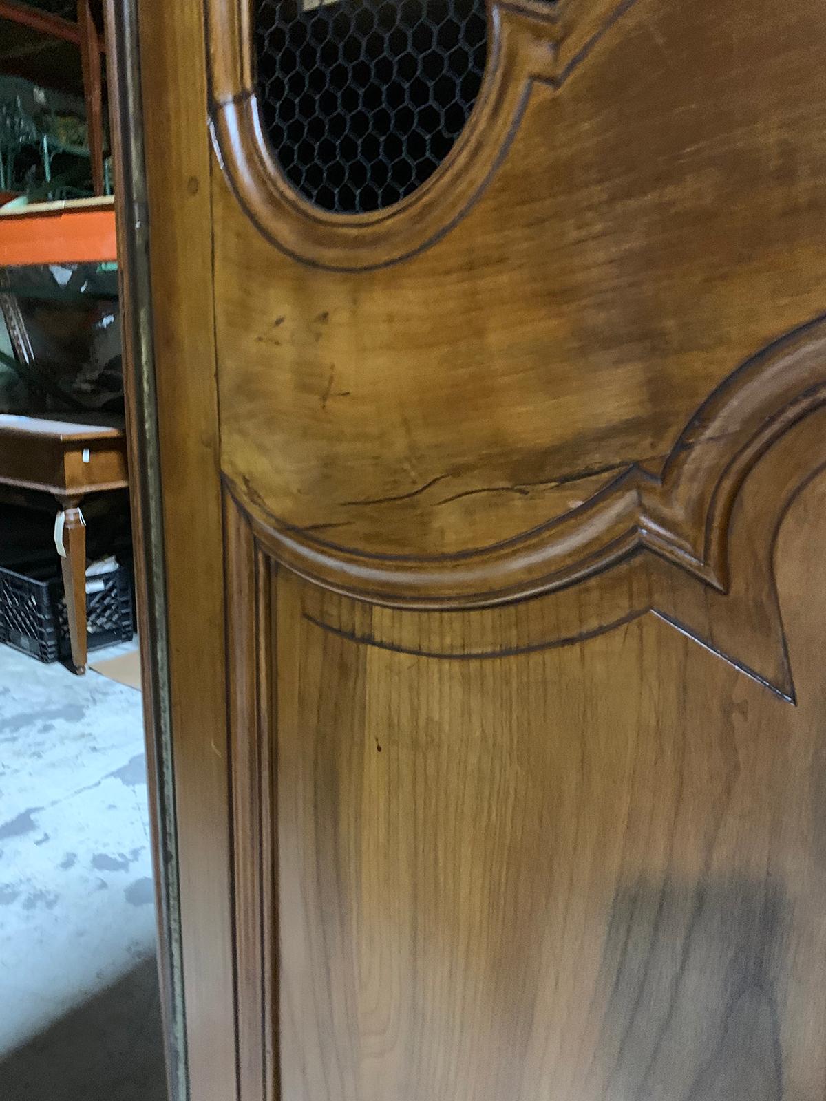 19th Century Fruitwood Armoire with Wire Doors 10