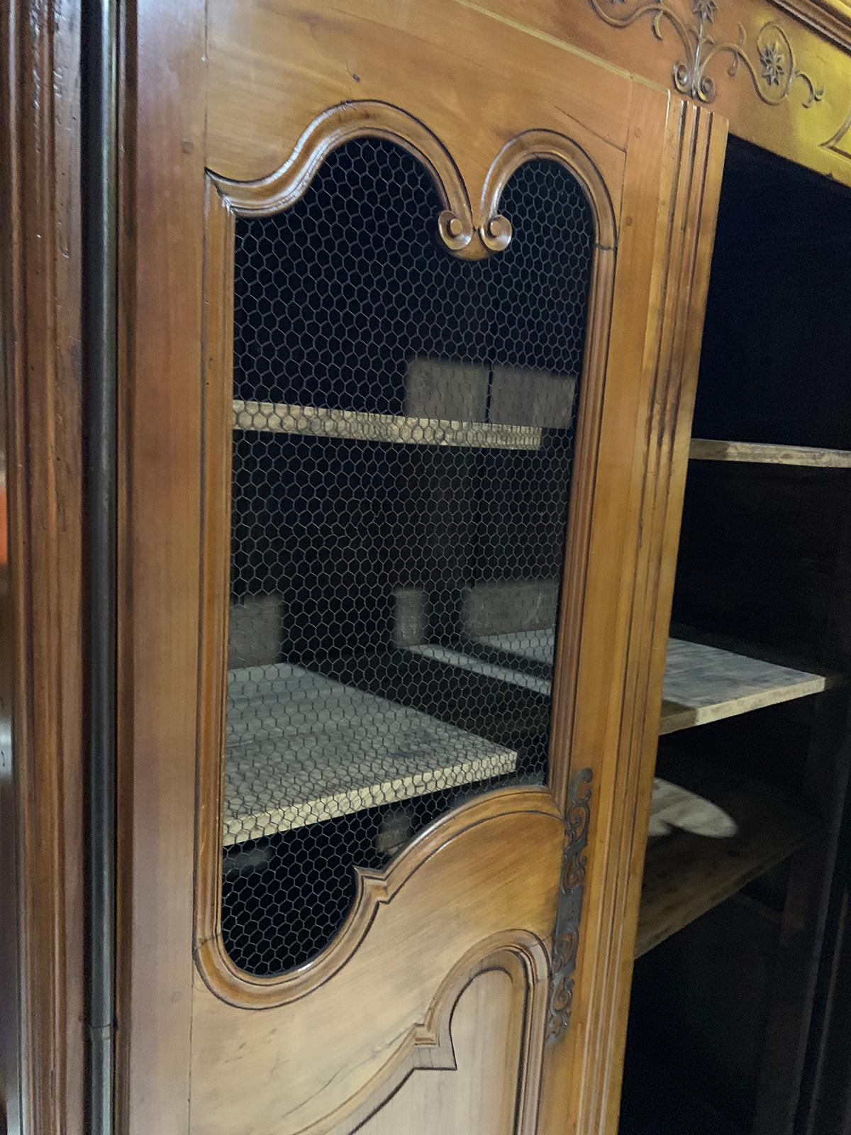 19th Century Fruitwood Armoire with Wire Doors 13
