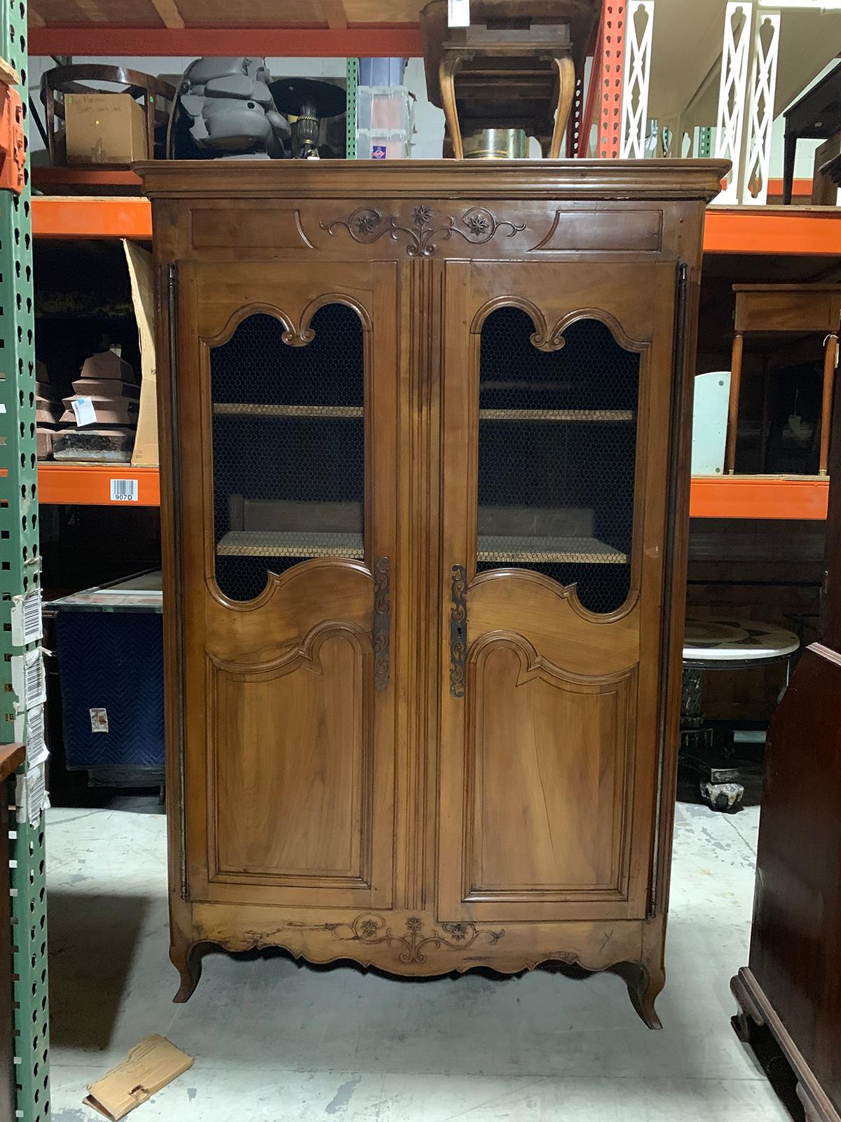 19th century fruitwood armoire with wire doors
wonderful condition.
