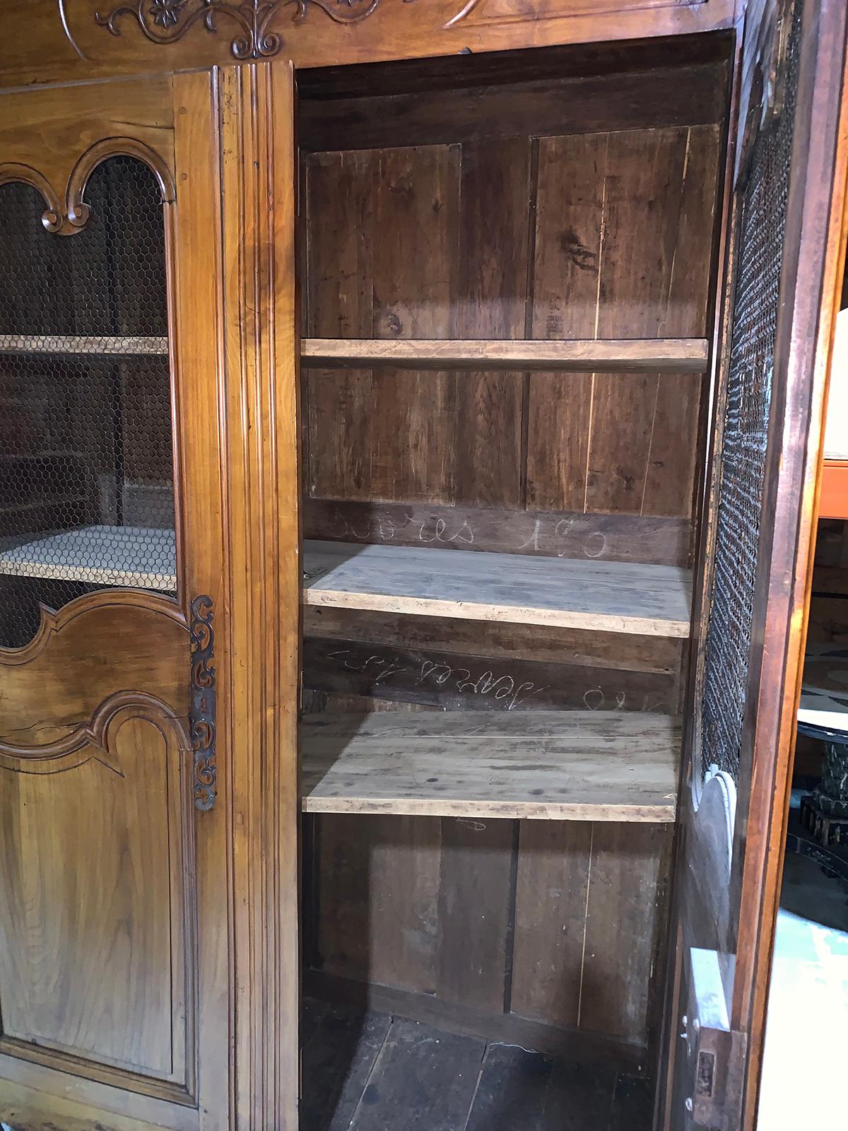 19th Century Fruitwood Armoire with Wire Doors 3