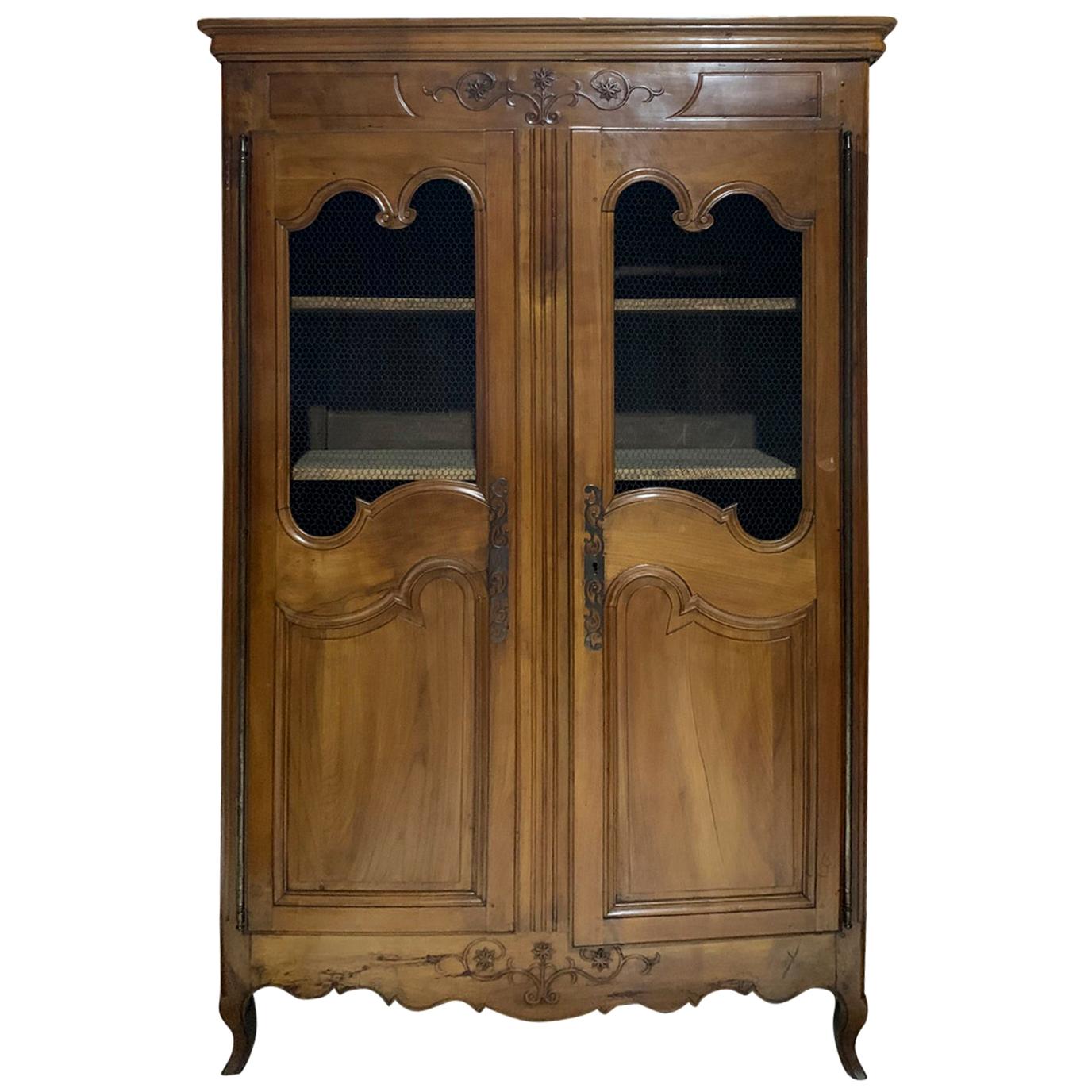 19th Century Fruitwood Armoire with Wire Doors