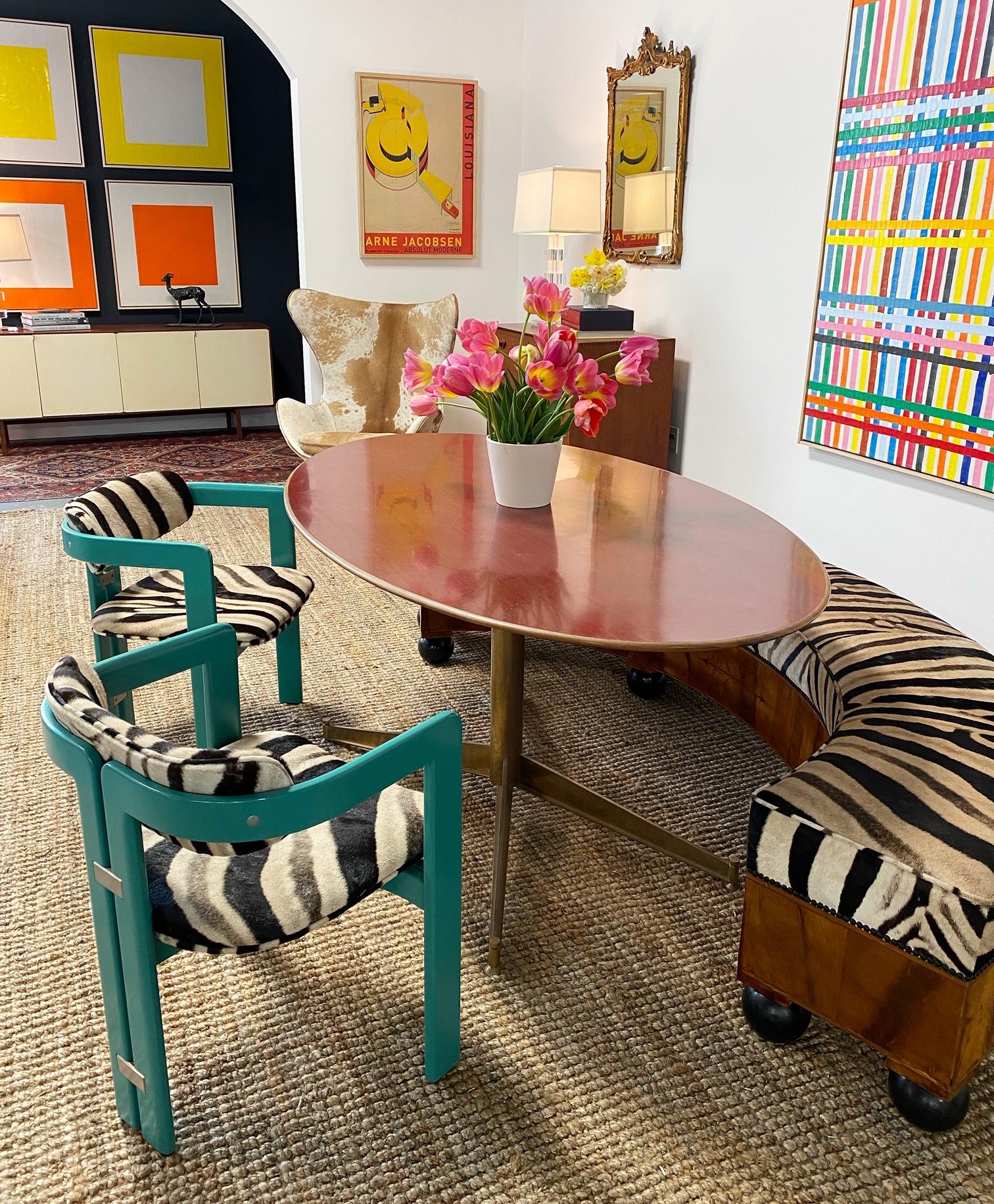 19th Century Fruitwood Banquette Restored in Zebra Hide 6