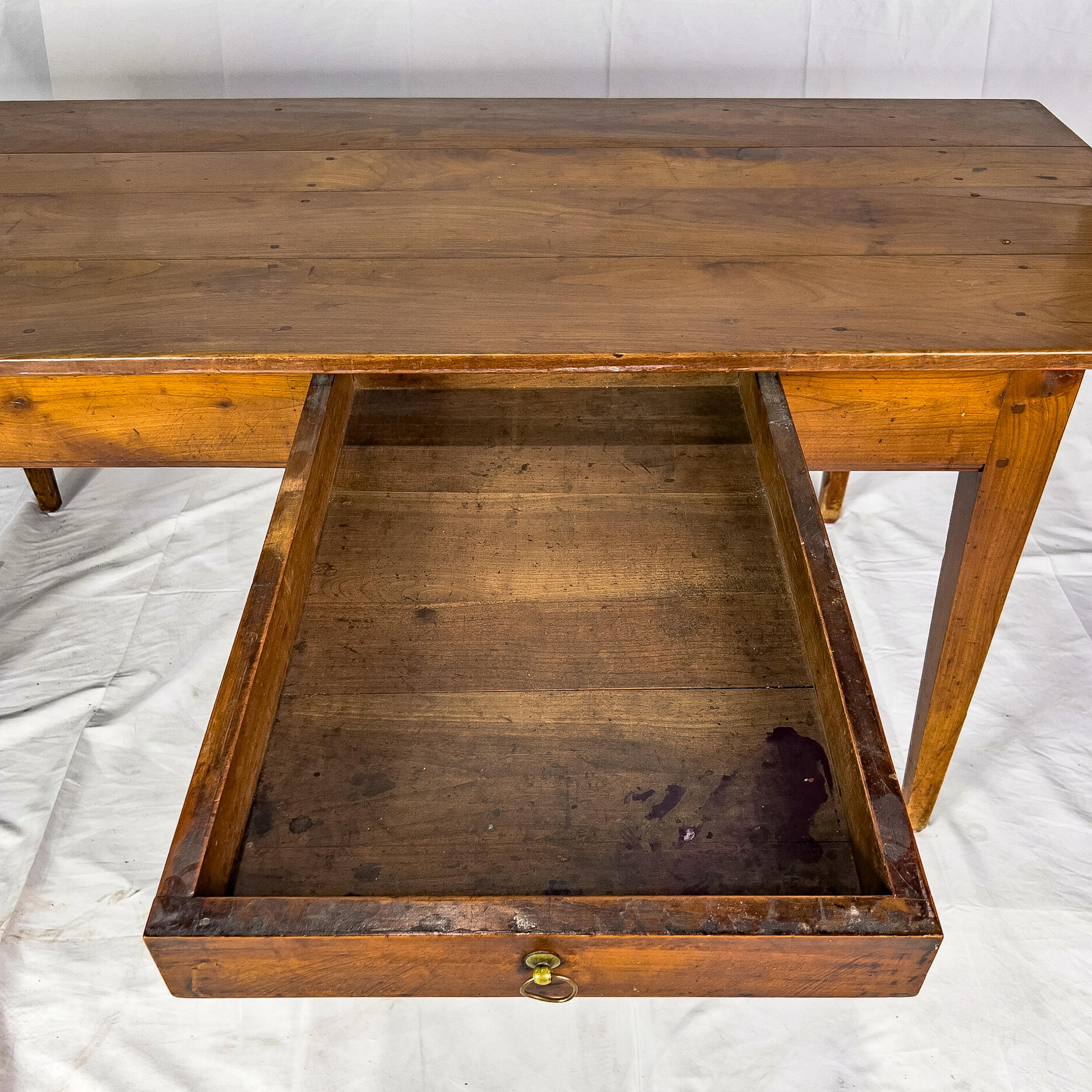 19th Century Fruitwood Farmhouse Table In Good Condition In Houston, TX