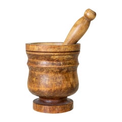 19th Century Fruitwood Mortar and Pestle
